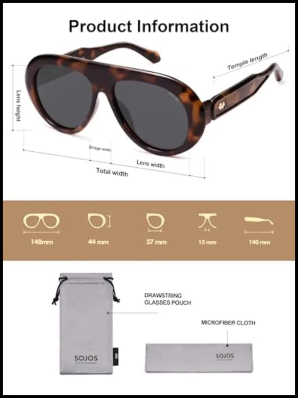 Oversized Polarized Aviator Sunglasses UV Protection Retro 70s Style